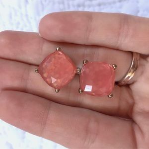 Gold & Pink Stud Earrings